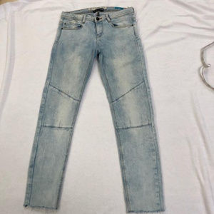 Zara Trafaluc Acid Wash Moto Skinny Jeans